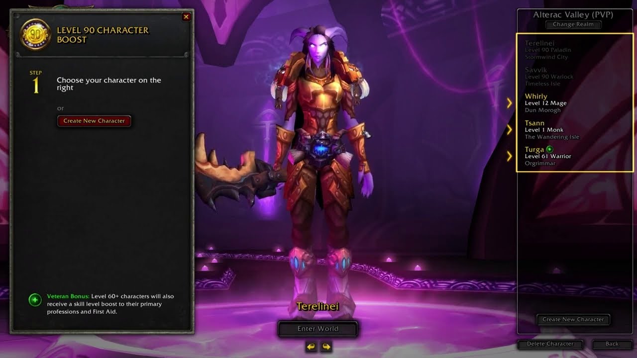Мгновенное повышение уровня персонажа в World of Warcraft до 90