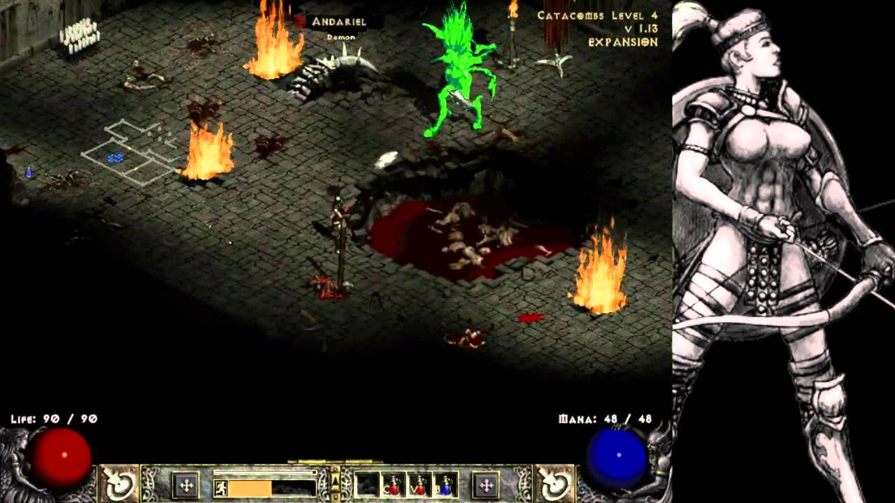 Diablo 2 LOD Amazon Bowazon Walkthrough - Part 13: Act 1 Boss Andariel