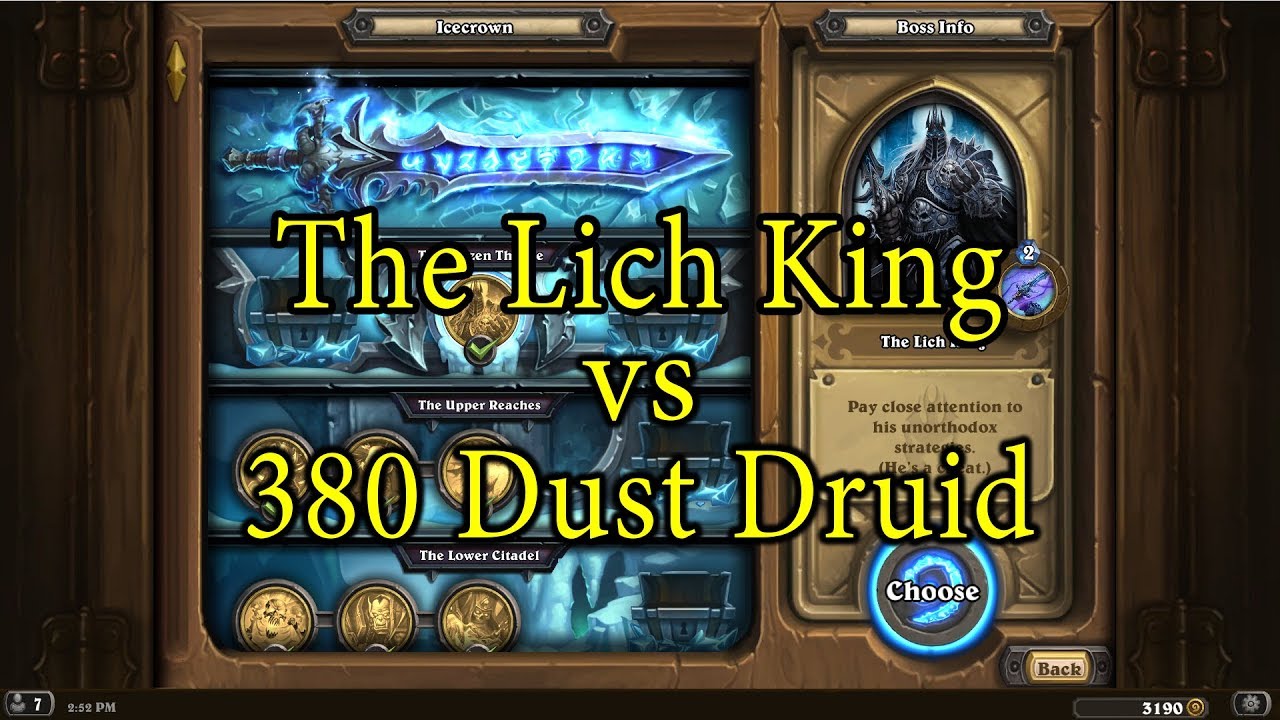 Hearthstone: The Lich King with a 380 Dust Druid Deck