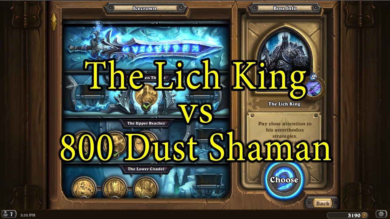 Hearthstone: The Lich King with an 800 Dust Shaman Deck